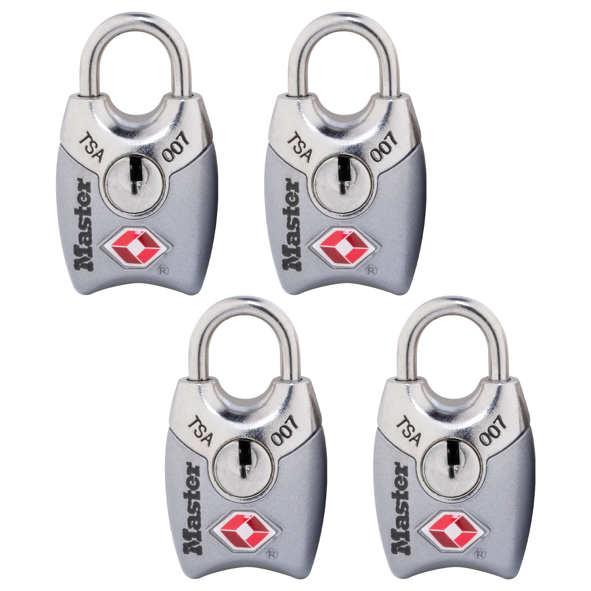 Master Lock 4689Q blue luggage lock with durable metal body for travel.