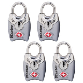 Master Lock 4689Q blue luggage lock with durable metal body for travel.