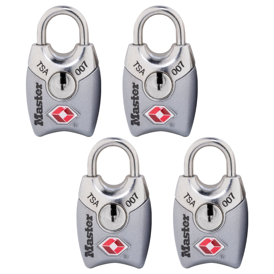 Master Lock 4689Q blue luggage lock with durable metal body for travel.