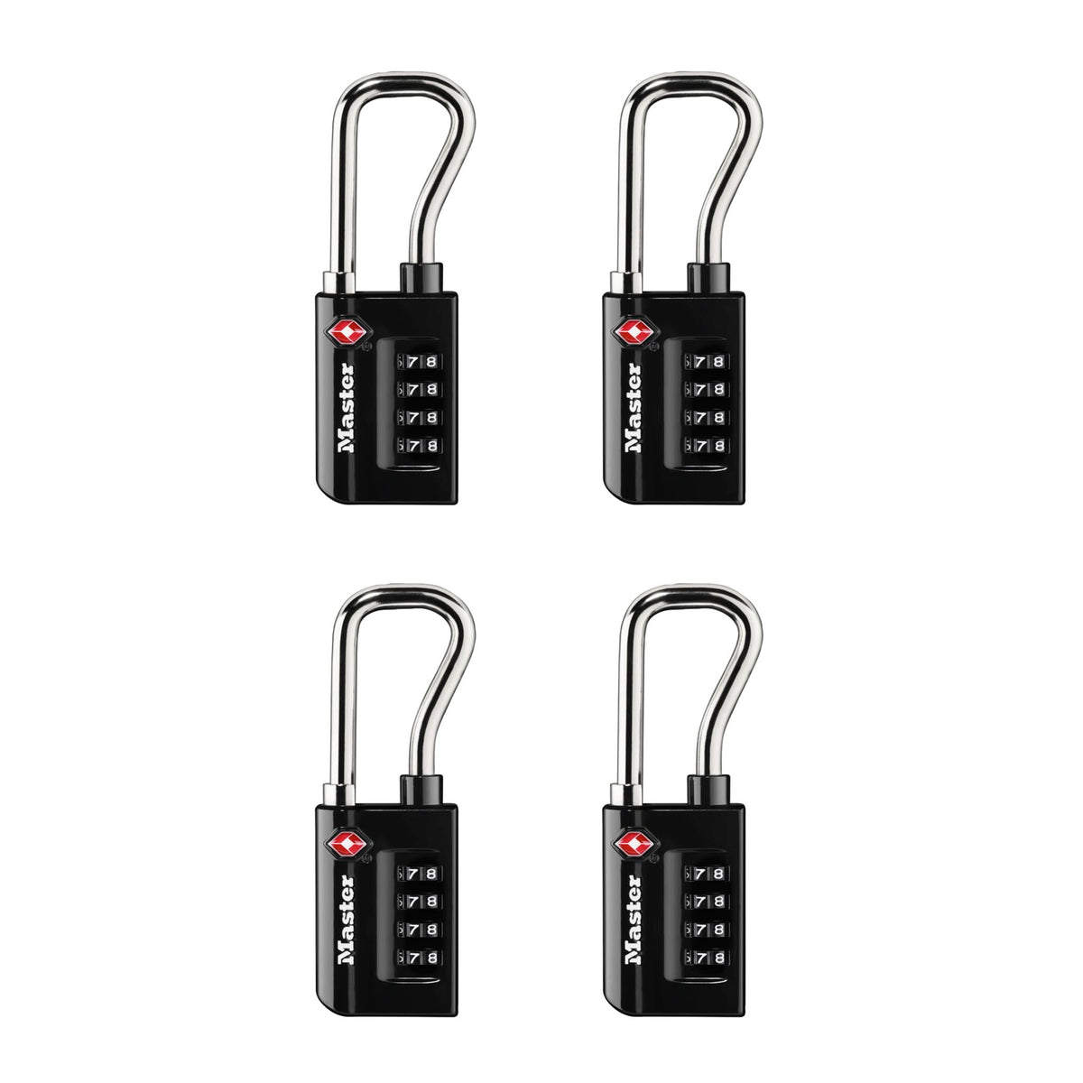 Master Lock 4696EC4 padlock body features durable metal construction for reliable luggage security.