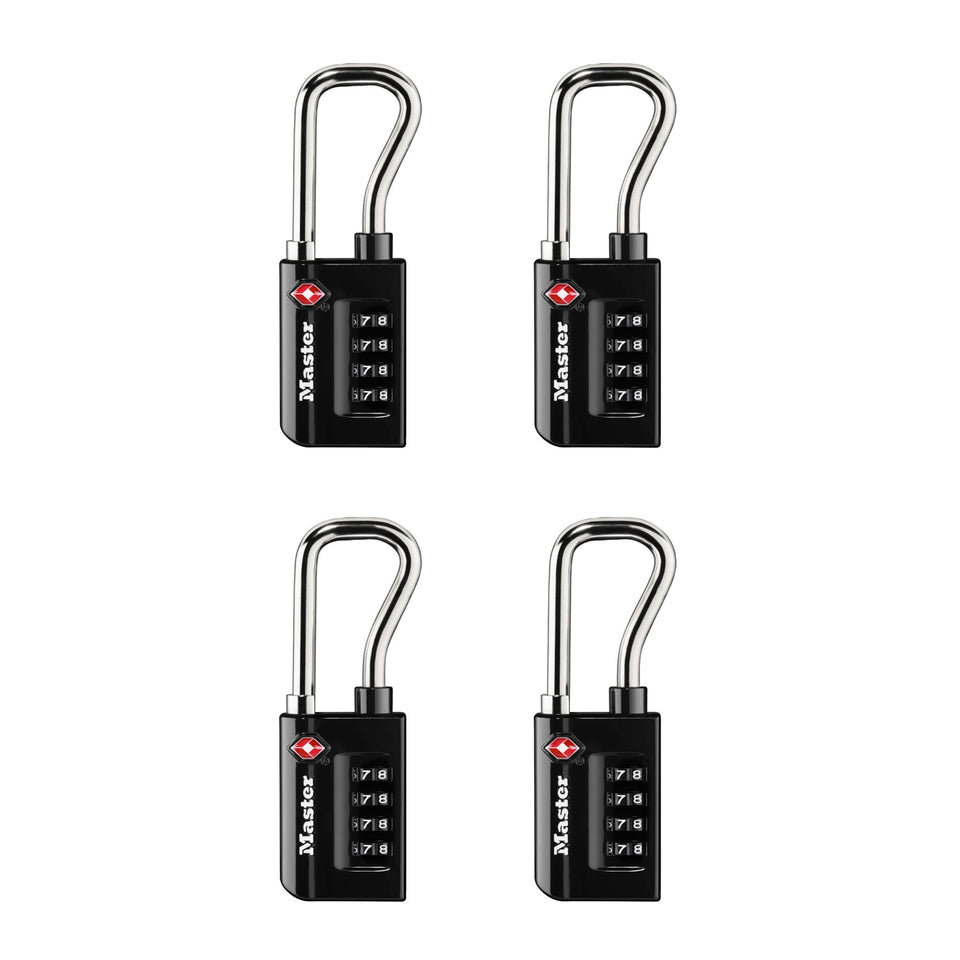 Master Lock 4696EC4 padlock body features durable metal construction for reliable luggage security.