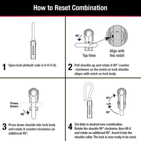 Master Lock 4696EC4 shackle extended reach enables easy attachment on equipment cases.