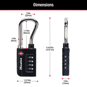 Master Lock 4696EC4 TSA-accepted luggage lock enables inspectors to relock luggage without damage.