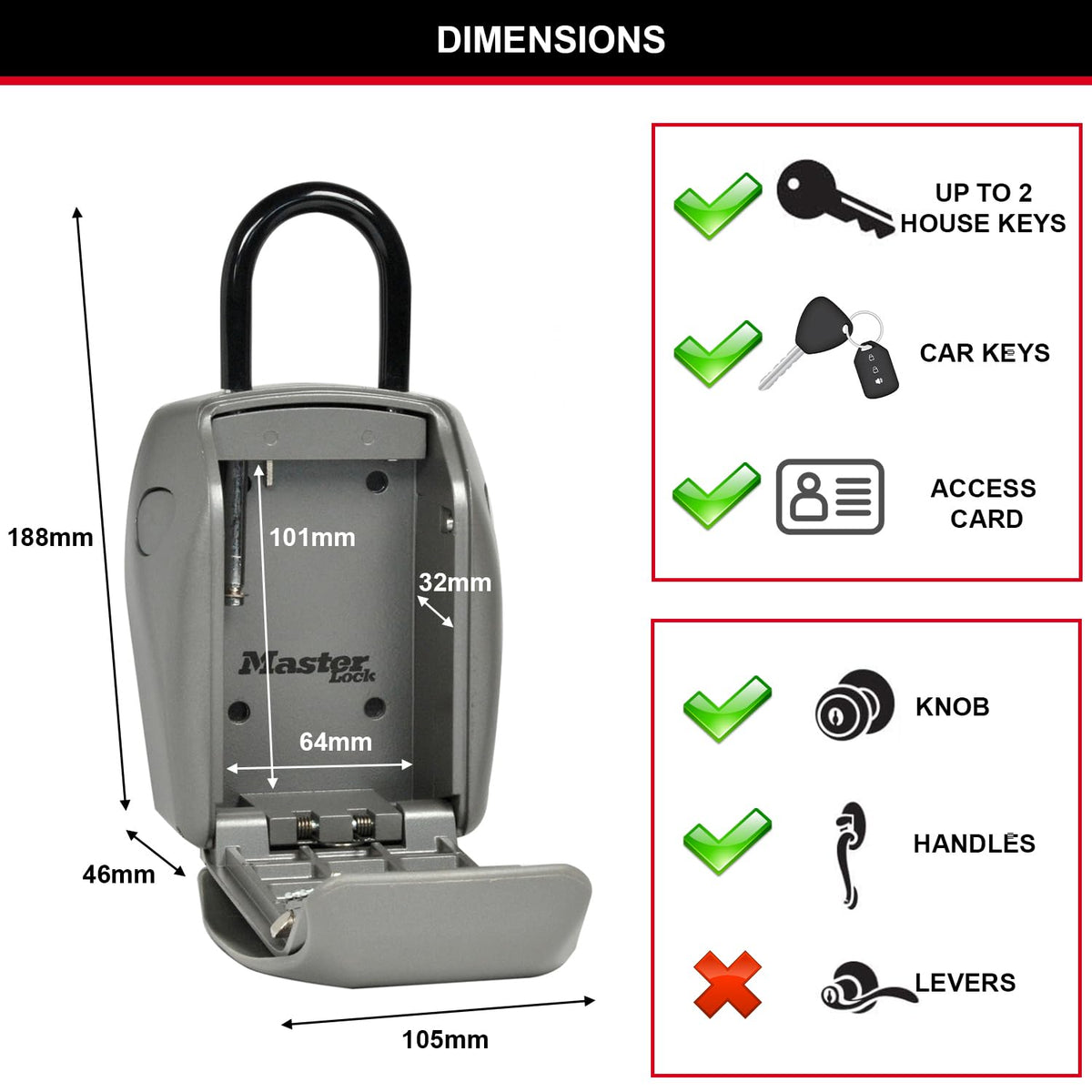 Master Lock 5414EC removable installation for flexible placement.