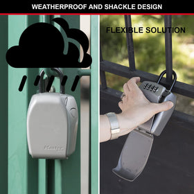Master Lock 5414EC weather-protective door guards dials from dirt.