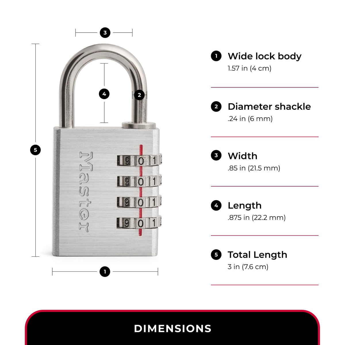 Master Lock 643EC4 dial reset instructions illustration for changing codes.