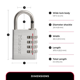 Master Lock 643EC4 dial reset instructions illustration for changing codes.