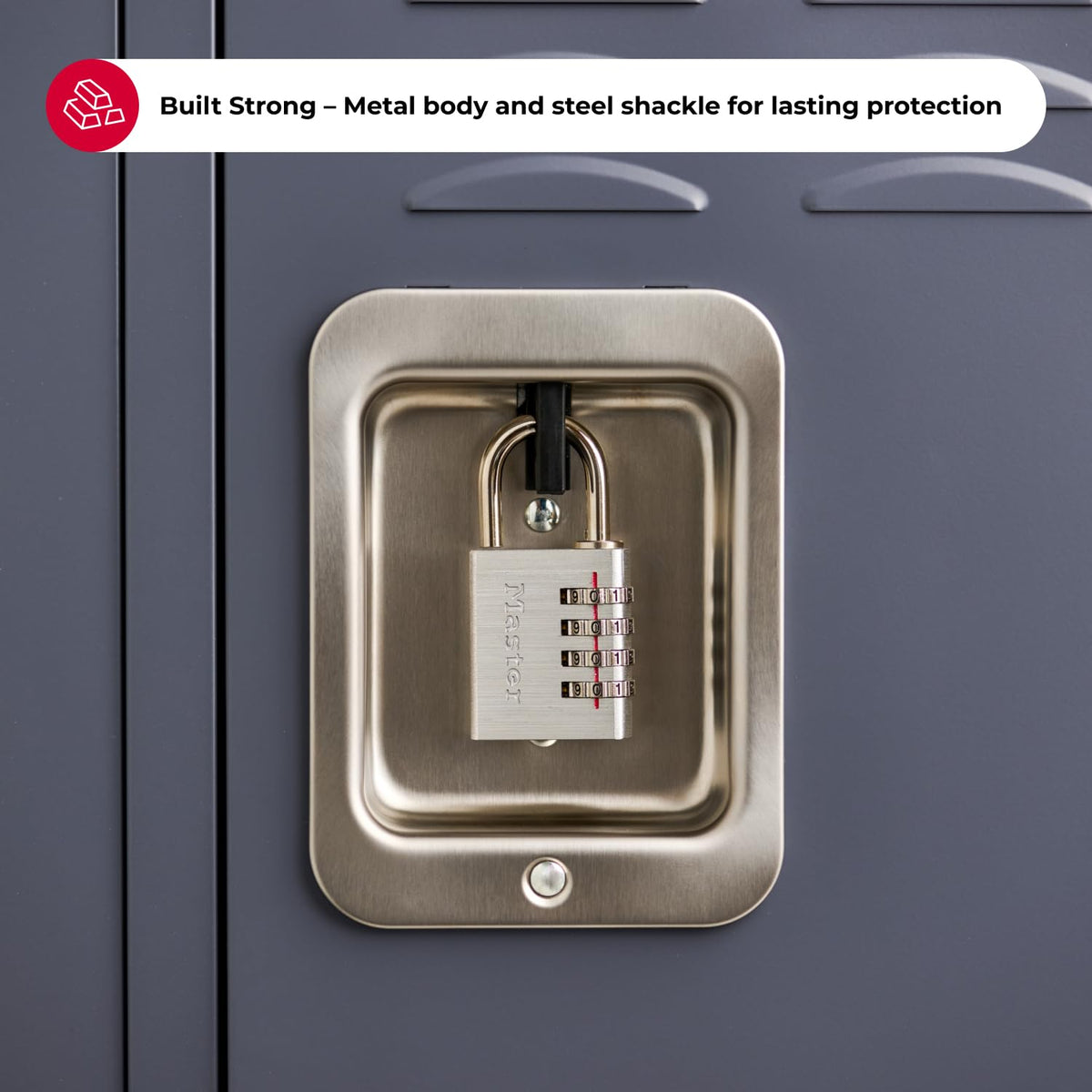 Master Lock 643EC4 four-pack packaging for classrooms or shared spaces.