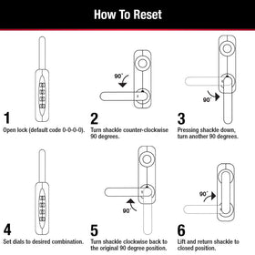 Master Lock 653BLUE hardened steel shackle resists cutting and sawing attempts.