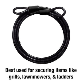 Master Lock 72DPF 3/8 in braided steel cable delivers strong security.