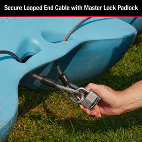 Vinyl-coated 3/8 in cable reduces surface wear during storage and use.