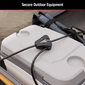Vinyl-coated braided steel cable by Master Lock resists weather and abrasion.
