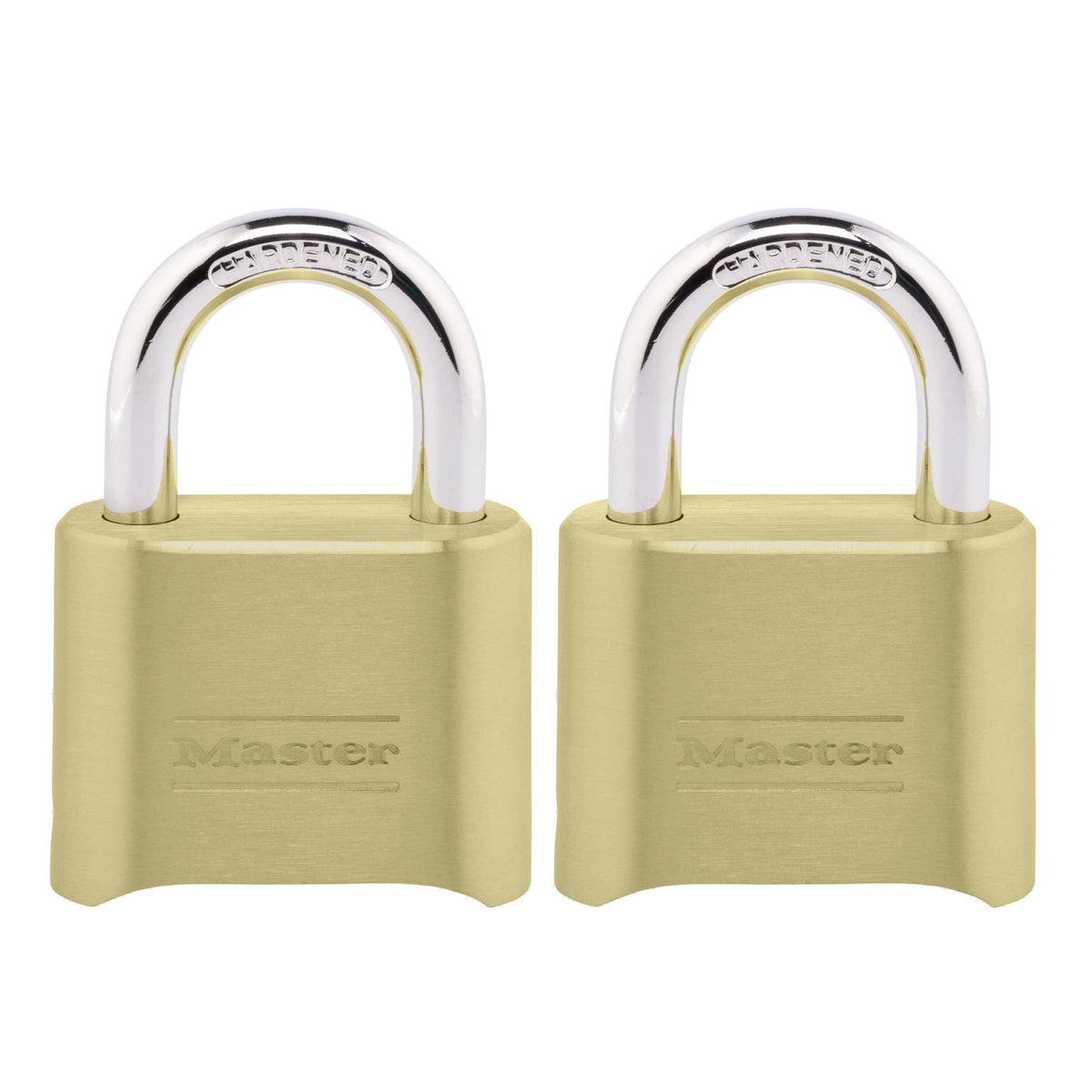 Master Lock brass combination lock with 2-inch body for strong outdoor security.