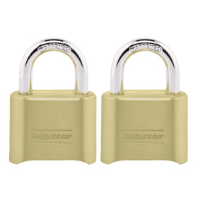 Master Lock brass combination lock with 2-inch body for strong outdoor security.