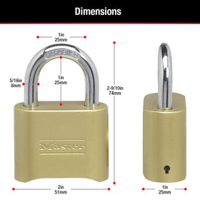 Master Lock 175EC4 includes a combo change tool for updating codes.