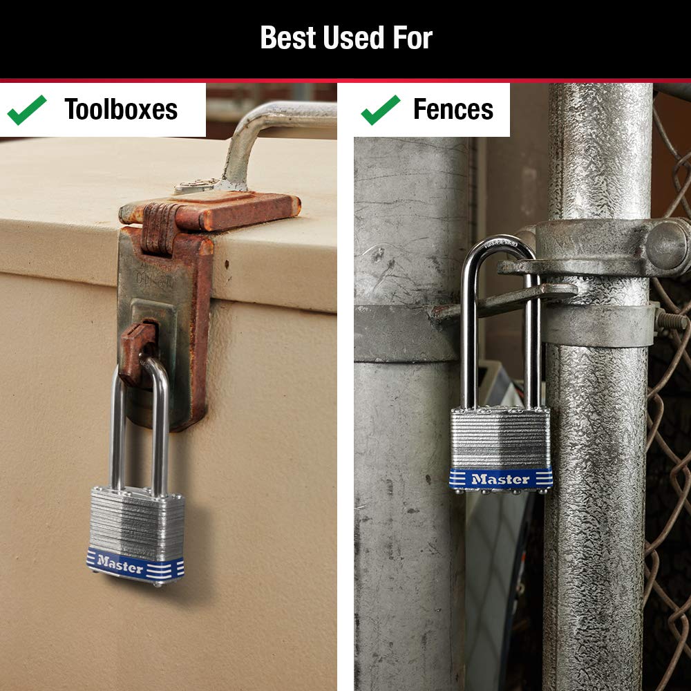 Master Lock hardened shackle close-up highlights cut resistance