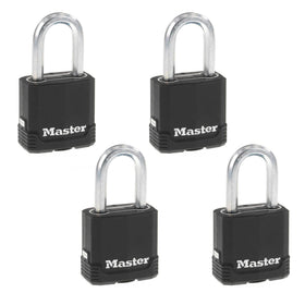 Master Lock M115XQLF covered padlock front view for outdoor reliability.