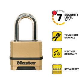 Master Lock M175LFEC2 boron-carbide shackle closeup emphasizing cut resistance