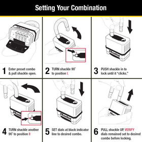 Master Lock M176XDLH back-up key included for access without the combination.