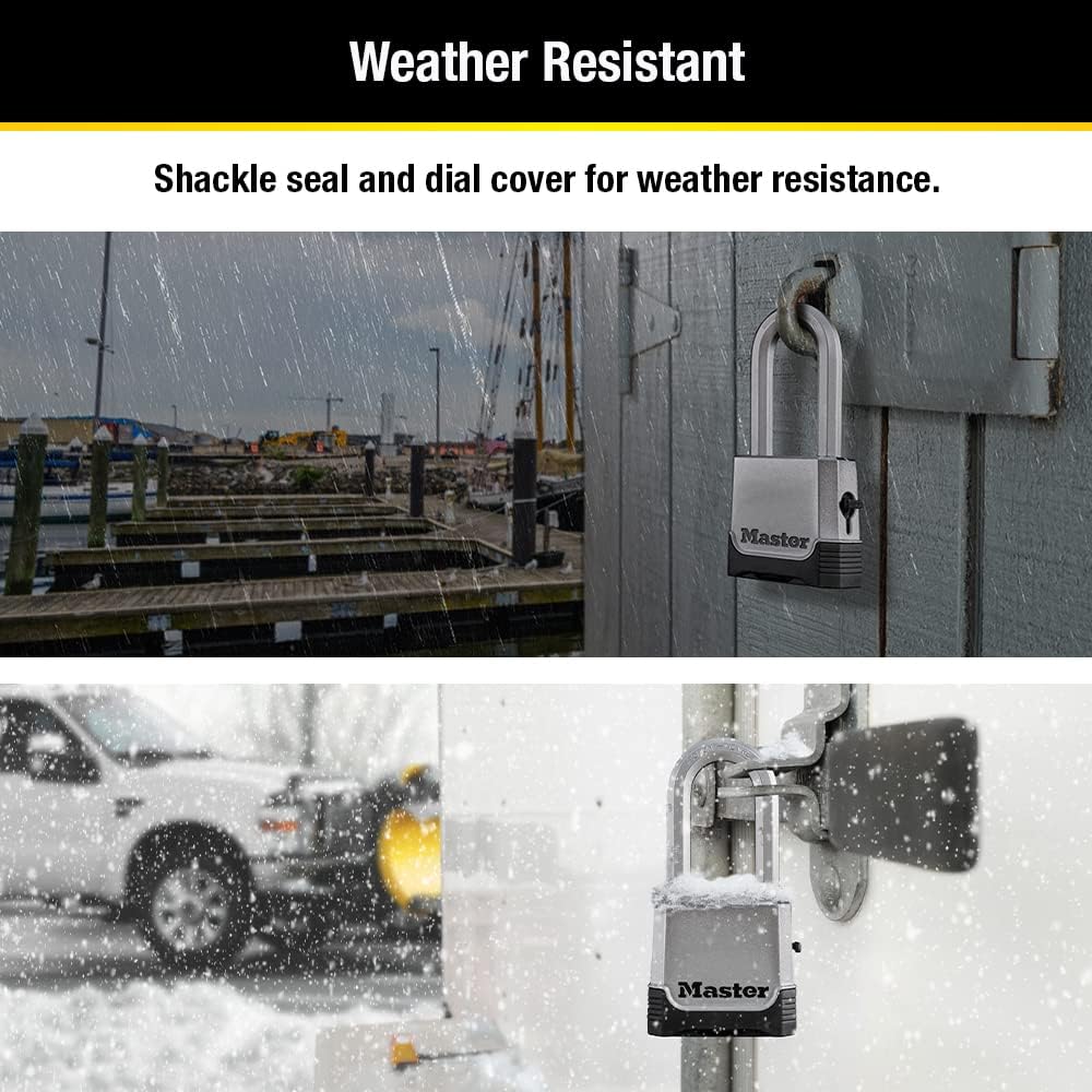 Master Lock M176XDLH weather dial cover shields dials from rain and grime.