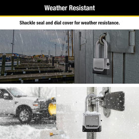 Master Lock M176XDLH weather dial cover shields dials from rain and grime.