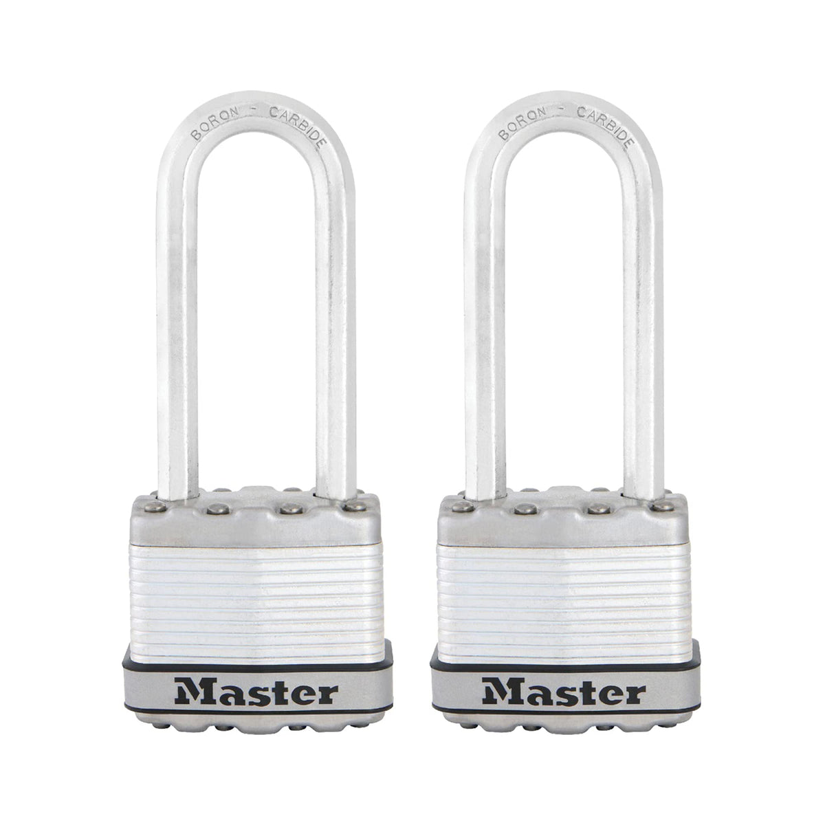 Master Lock M1XTLJ laminated body close-up showing rugged outdoor security.
