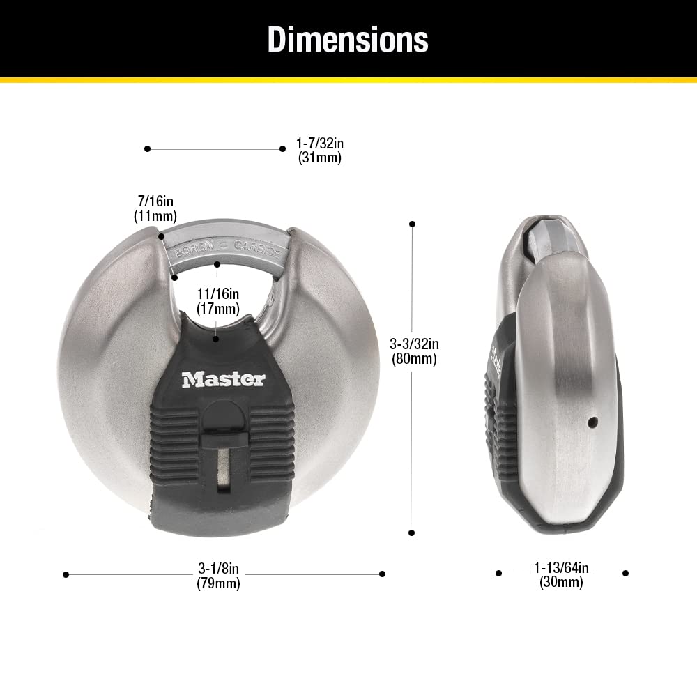 Master Lock M50XD weather-protected keyway shields the lock from moisture.