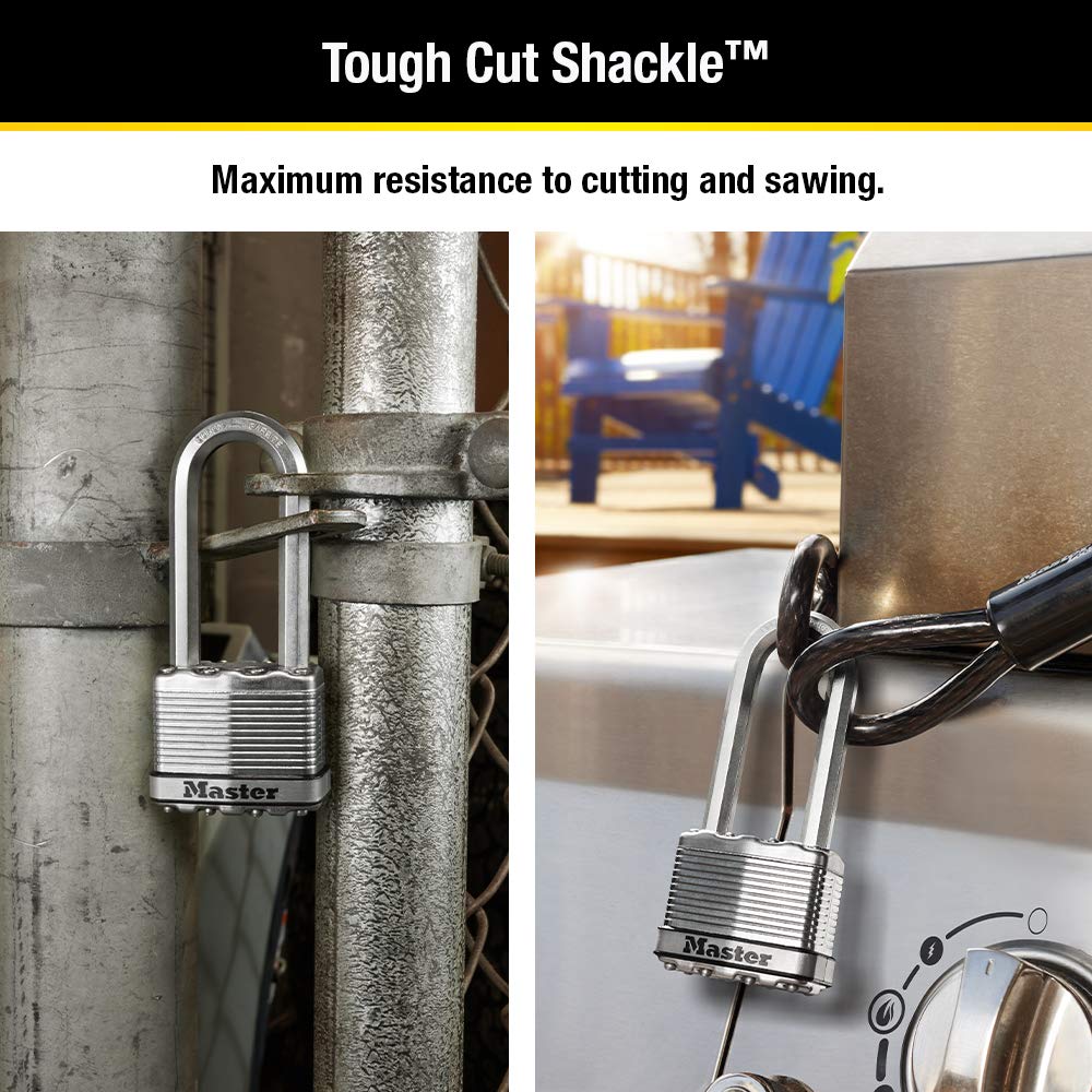 Master Lock M5XQLJ extended shackle designed for versatile locking applications.