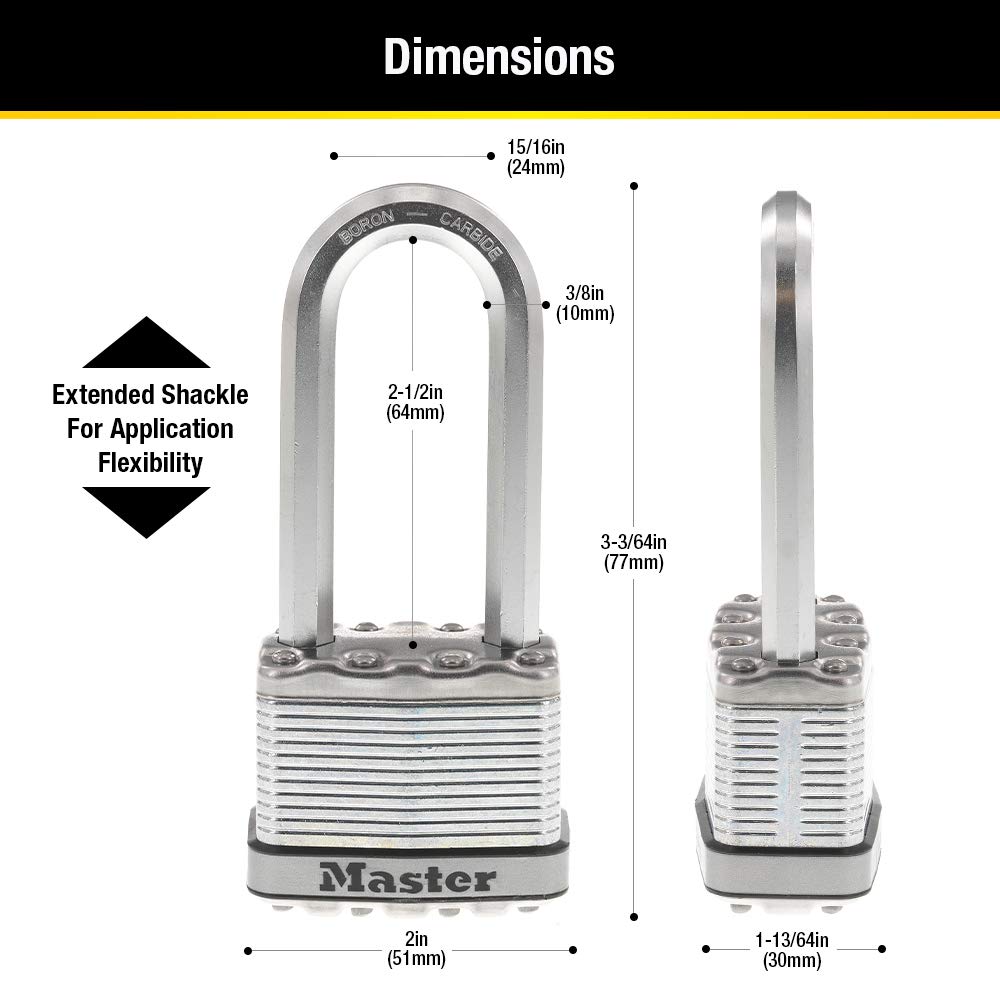 Master Lock M5XQLJ four padlocks with identical keys for easy access.