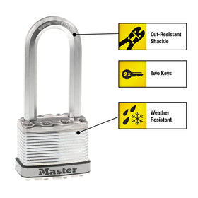Master Lock M5XQLJ Tough-Cut boron-carbide shackle for high cut resistance.