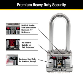 Master Lock M5XQLJ two keys for keyed-alike convenience.
