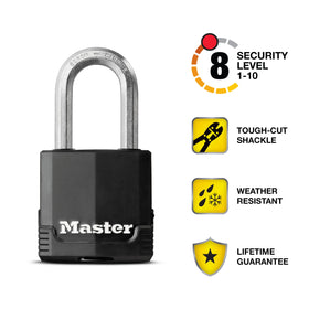 Master Lock Magnum with Tough-Cut boron-carbide shackle offers cut resistance
