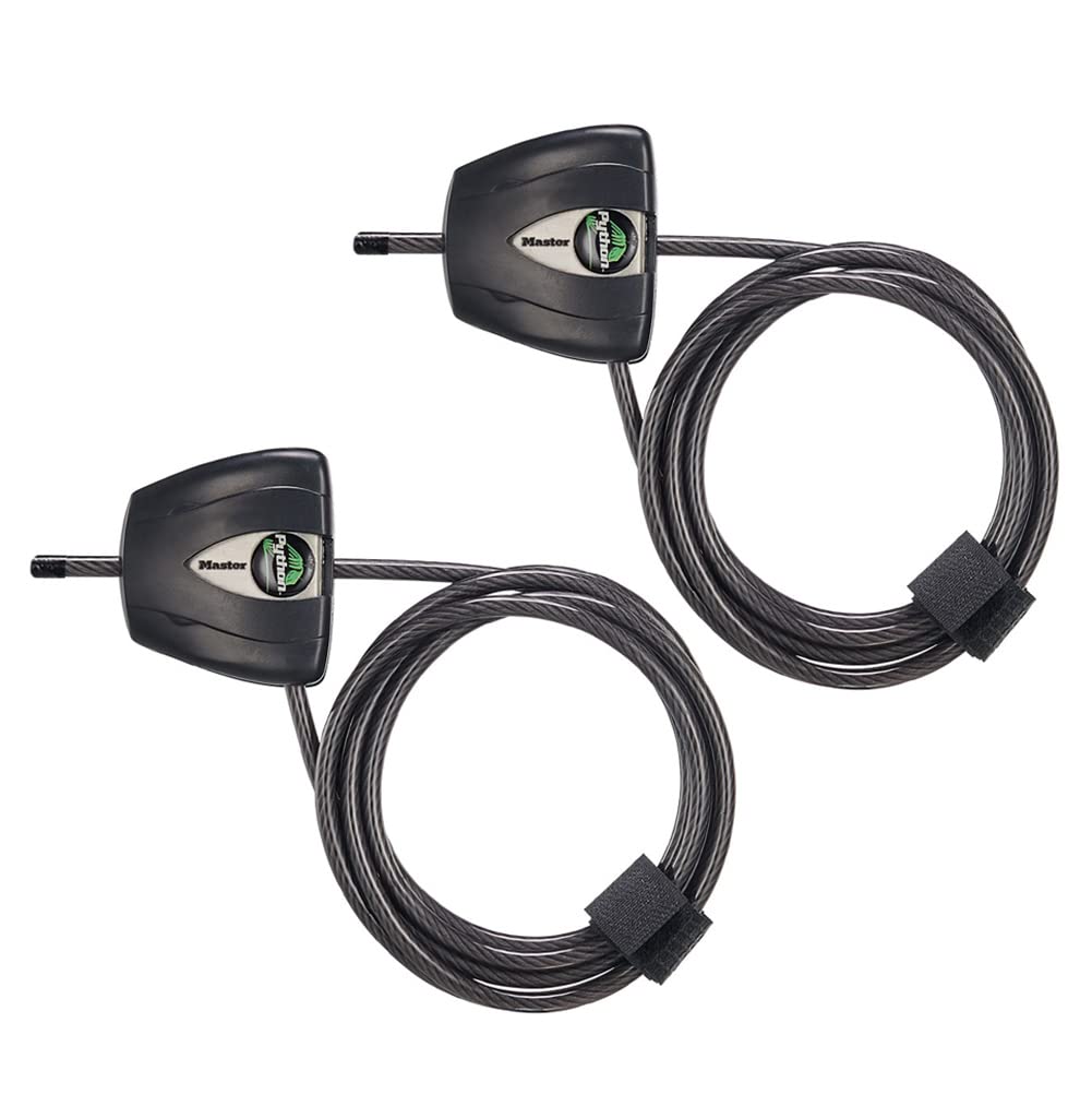 Master Lock Python cable lock close-up shows braided steel for durability and flexibility