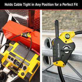 Master Lock Python cable lock ideal for trail cameras, bikes, and outdoor gear.