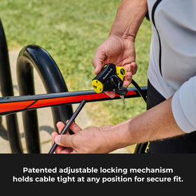 Re-keyable wafer cylinder on Master Lock Python cable lock enhances key control.