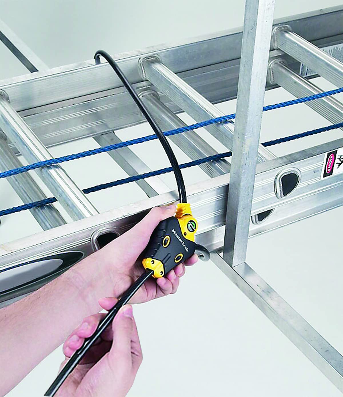 Vinyl-coated Master Lock Python cable lock guards surfaces from scratches.