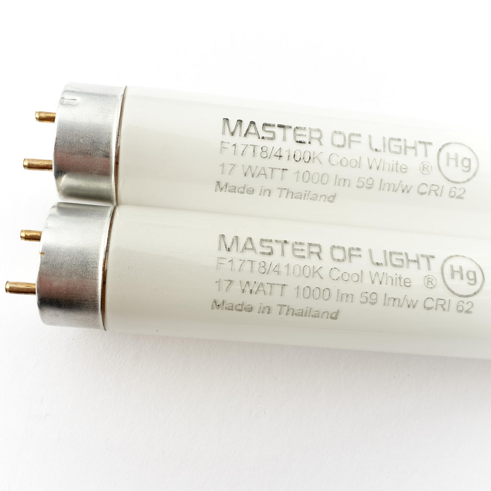 Master Of Light F17T8/CW 24in pack front view for easy replacement