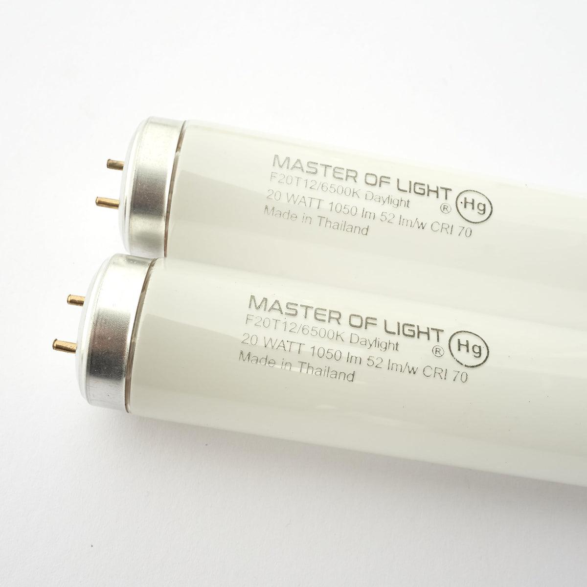 Master Of Light F20T12D bulb end view for easy replacement in T12 fixtures.