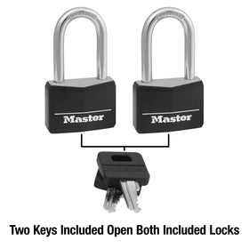 Master Lock 141TLF two-pack with matching keys for convenience.