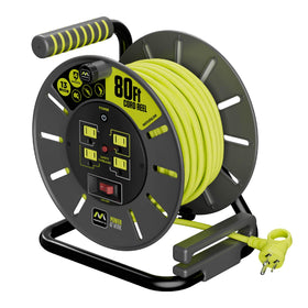 Masterplug 80ft cord reel with four outlets for versatile power access