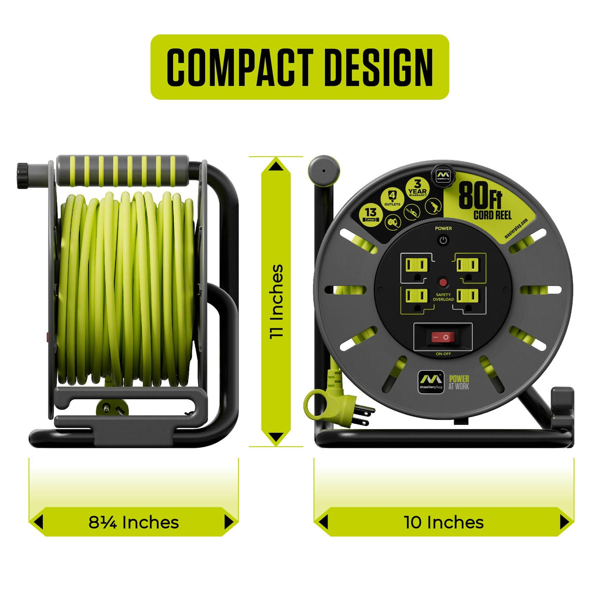 Masterplug compact storage reel keeps cables organized