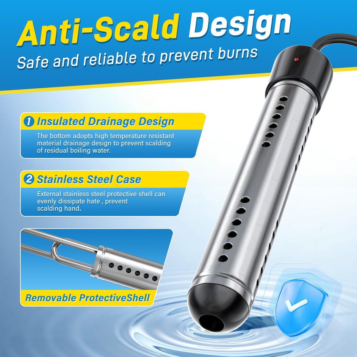 Mastwinsear digital LCD thermometer shows water temperature