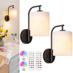 MATAMEYE battery wall sconce set 2 black front view highlights wireless easy installation