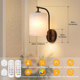 MATAMEYE battery wall sconce set 2 black on wall showing ambient lighting
