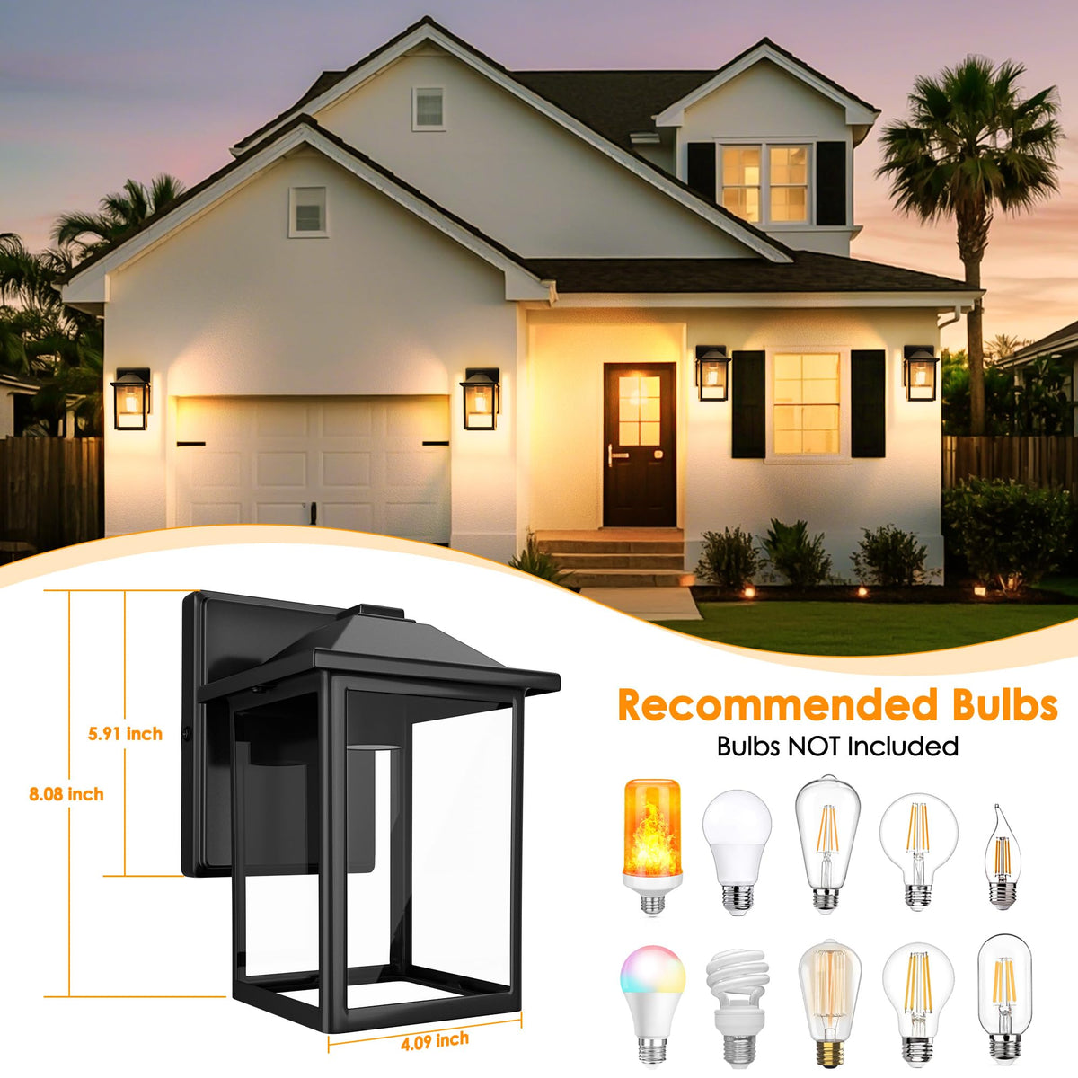 MATAMEYE exterior sconce waterproof design withstands rain and snow at entrances