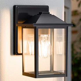 MATAMEYE outdoor wall lantern with clear glass for bright curb appeal