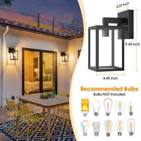 MATAMEYE black finish wall sconce with clear PC panels for bright entry illumination.