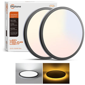 Matane 2Pack LED flush mount 12in front view showcasing sleek black finish for modern ceilings.