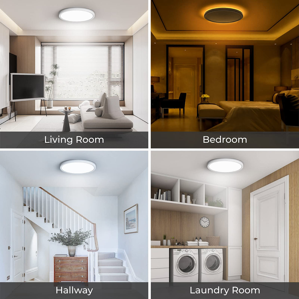Matane 2Pack LED flush mount 3000K warm white promotes cozy evenings.