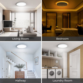 Matane 2Pack LED flush mount 3000K warm white promotes cozy evenings.